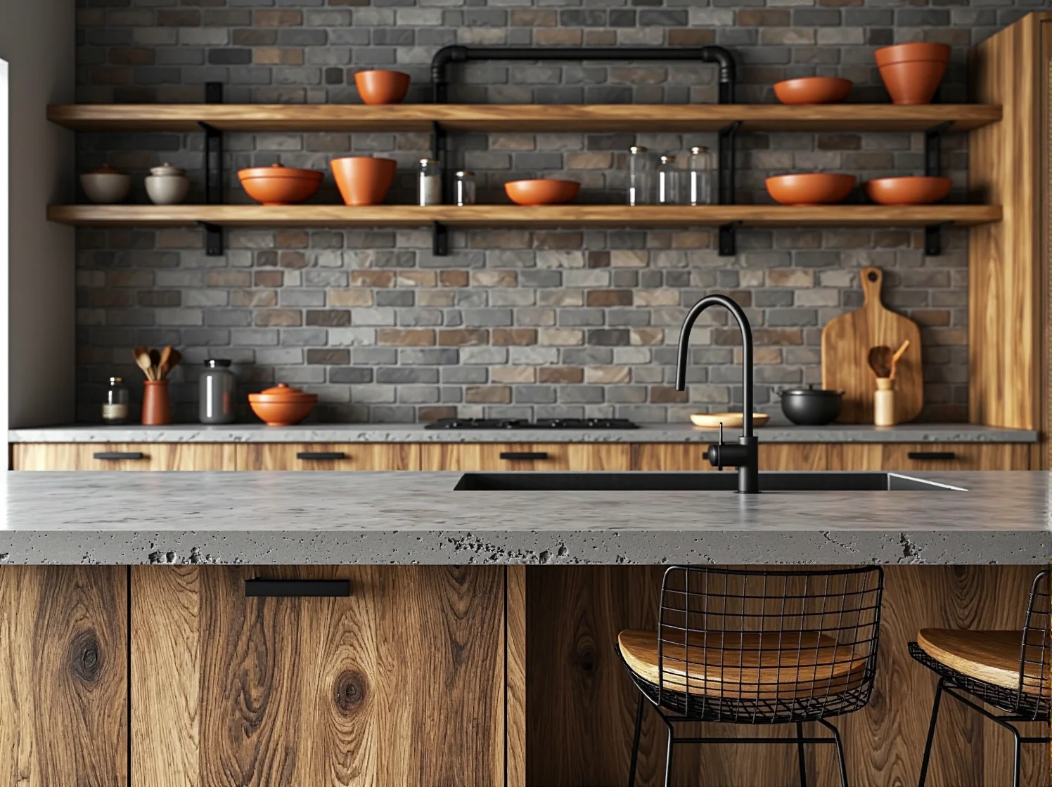 Betonowa ściana z surowymi rurami - cecha loftowego wnętrza