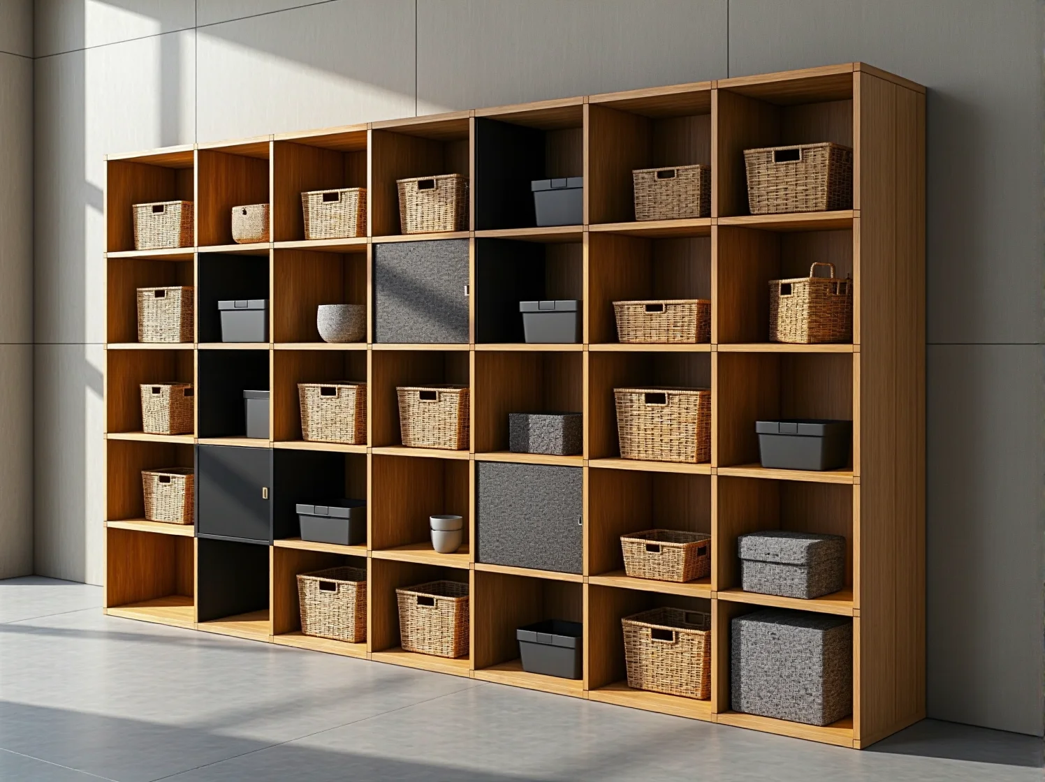 Bezpieczny dla zdrowia regał pokryty ekologicznym lakierem w biurze.