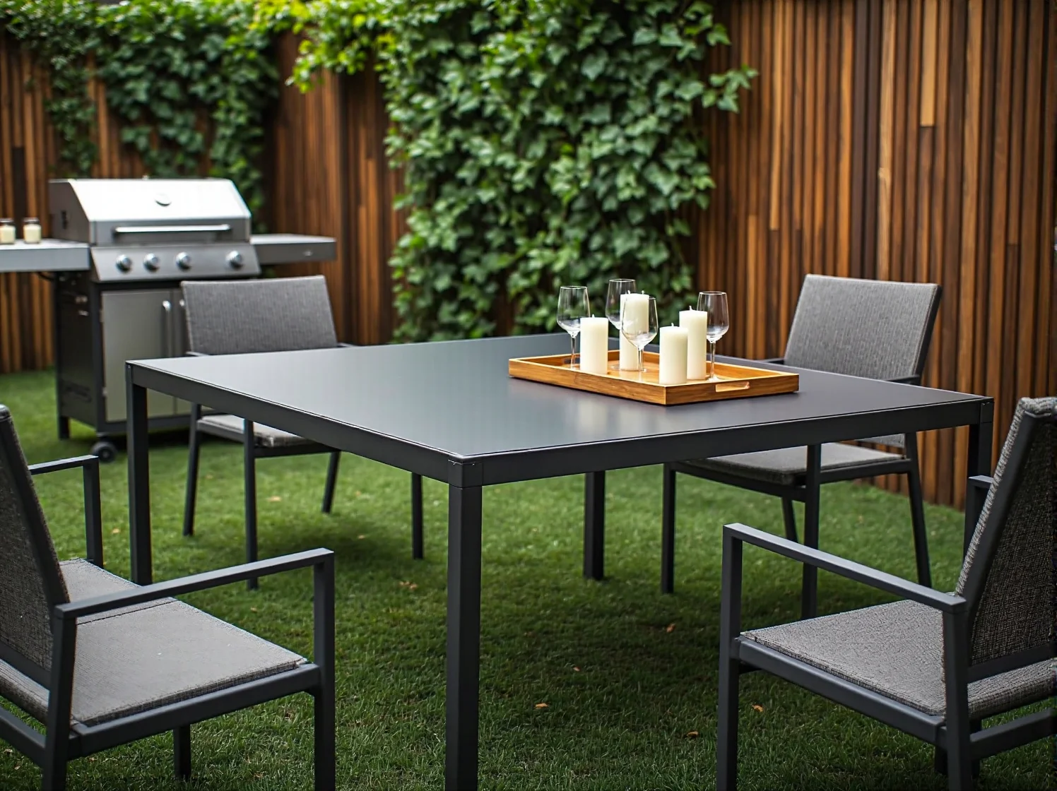Praktyczne i eleganckie meble ogrodowe - rozłożony stół gotowy na przyjęcie
