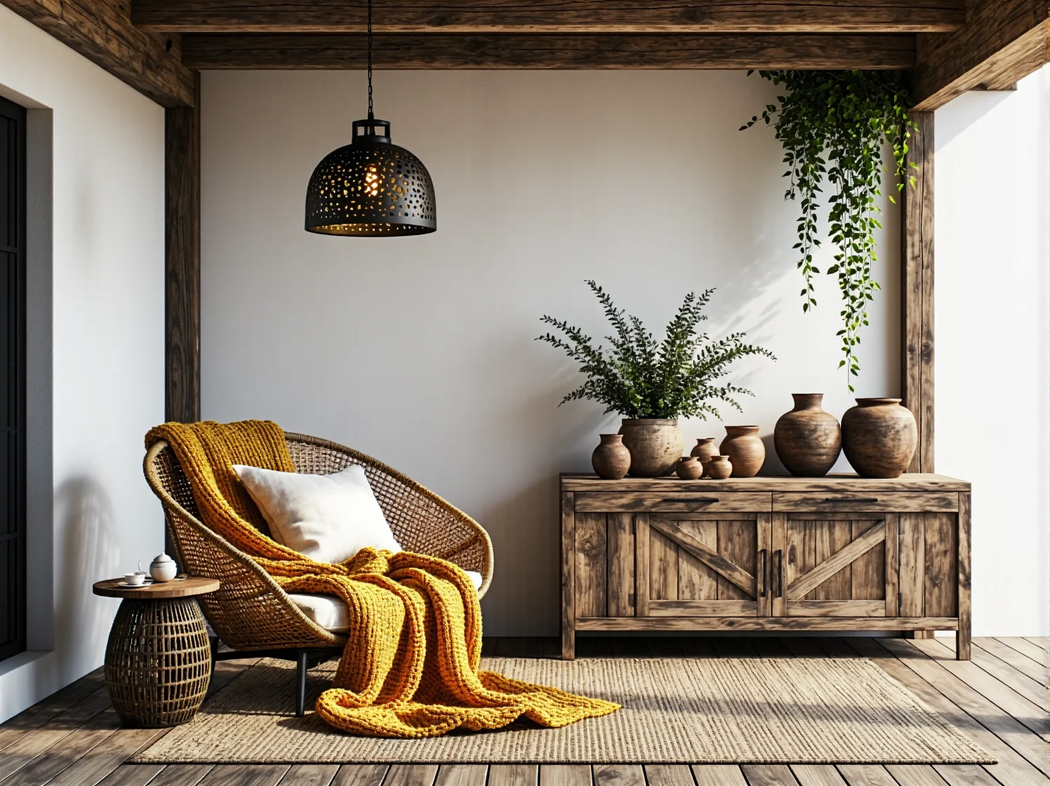 Jak urządzić taras w stylu rustykalnym z dodatkowymi lampami wiszącymi? - ilustracja 6