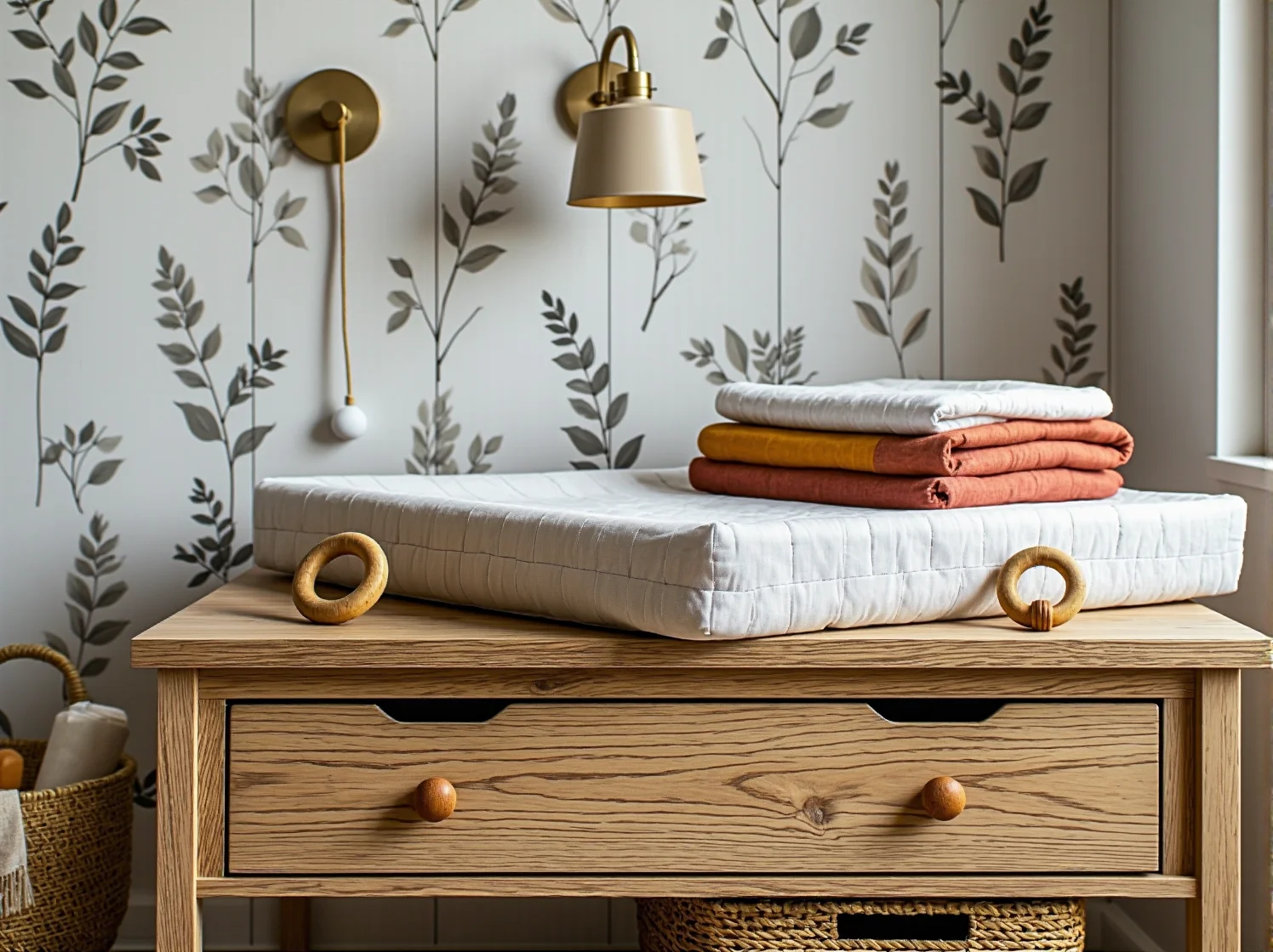 Bezpieczna lampka nocna przy łóżeczku ułatwiająca nocne karmienie i przewijanie.