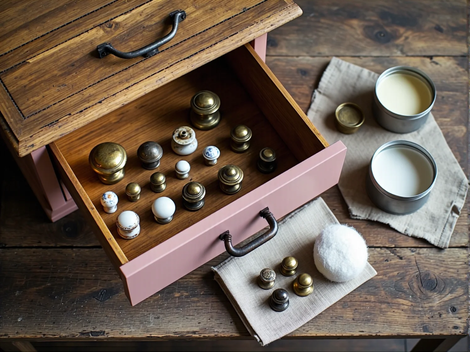 Malowanie krzesła z recyklingu trwałą farbą akrylową za pomocą pędzla.