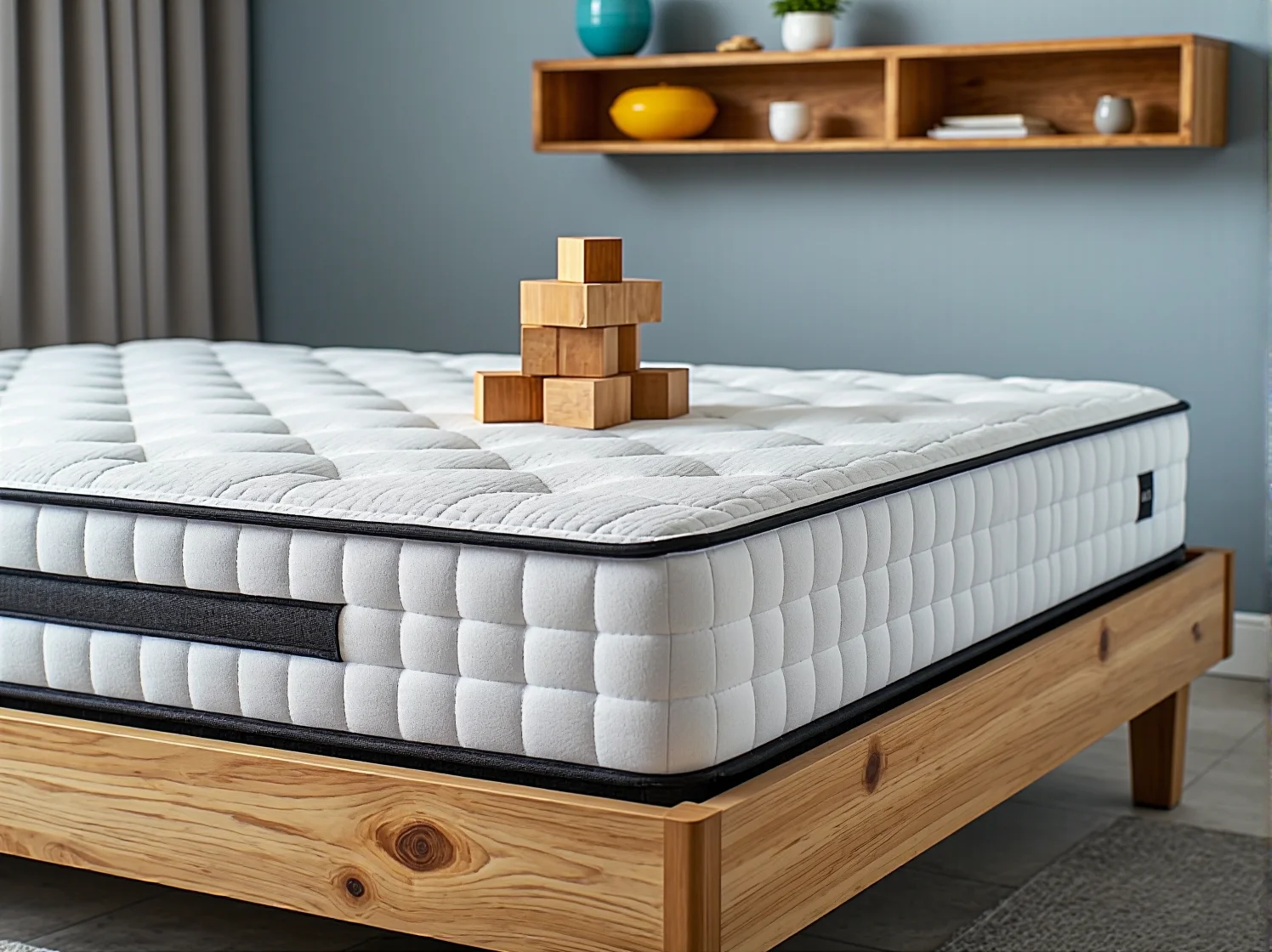 Zdrowy materac wspierający prawidłowy rozwój kręgosłupa dziecka.