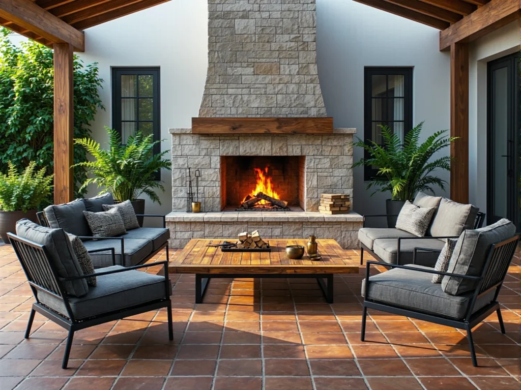 Zestaw mebli ogrodowych szarych na metalowych ramach ze stolikiem