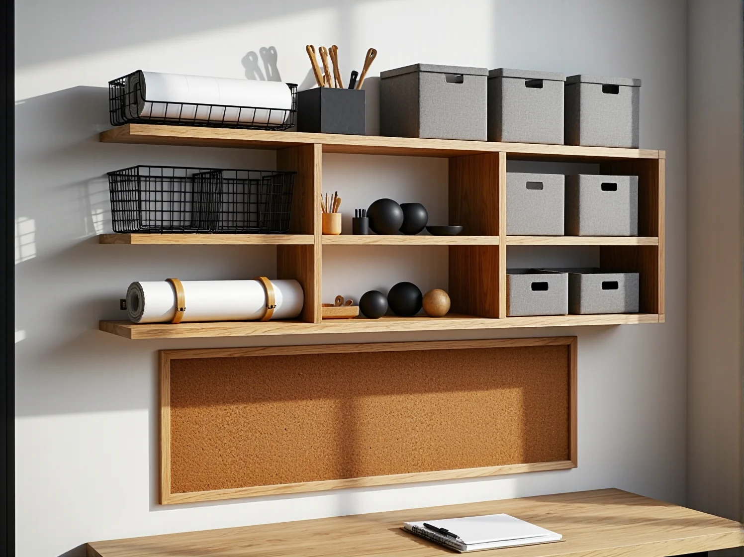 Minimalistyczne regały biurowe w produktywnej przestrzeni pracy.