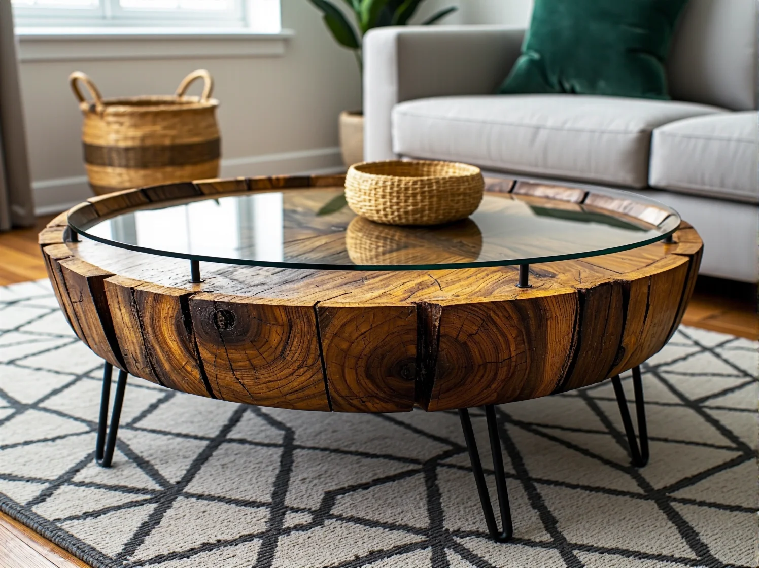 Montaż drewnianego blatu na podstawie ze starej beczki.