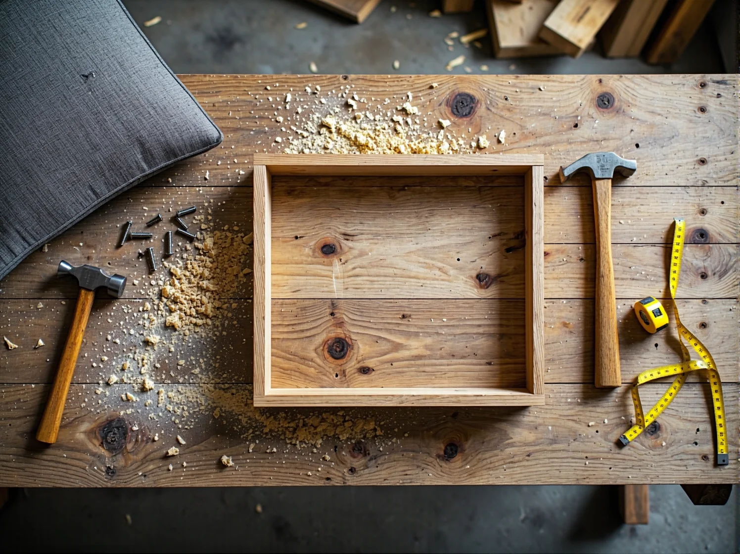 Łączenie elementów i składanie prostego regału krok po kroku.
