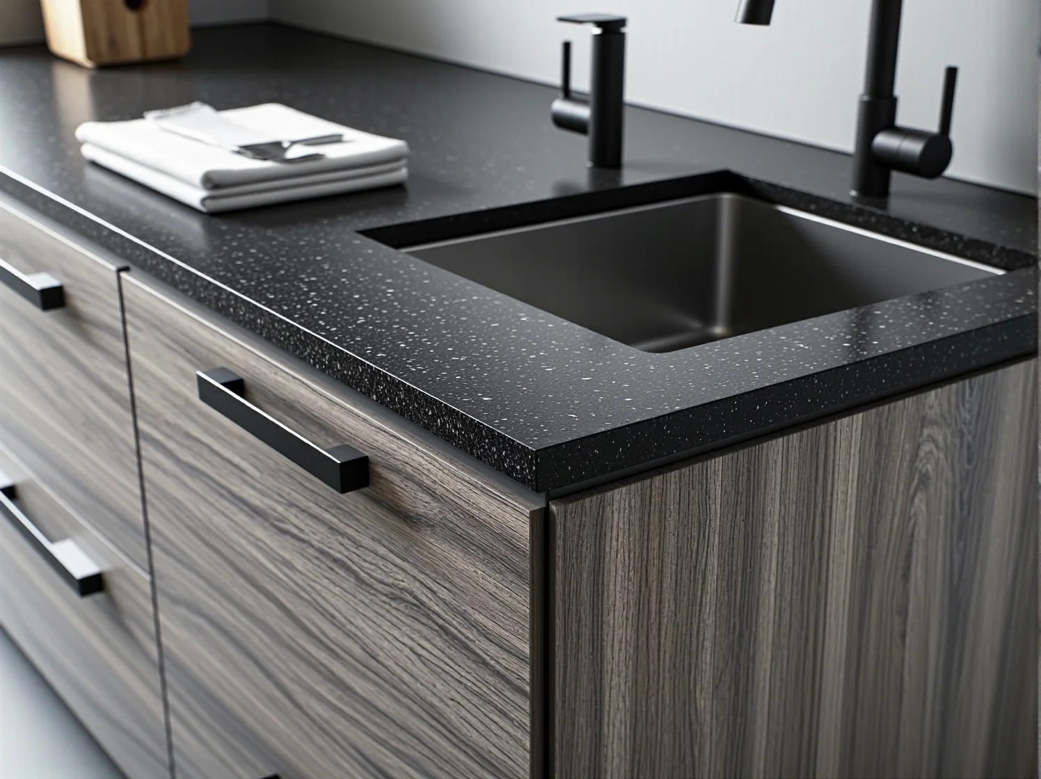 Przestronna kuchnia wyposażona w funkcjonalne i stylowe meble modułowe.