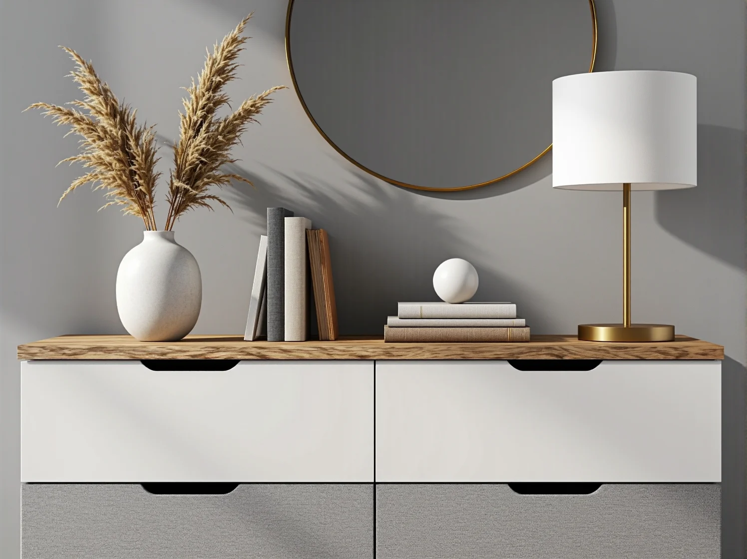 Nowoczesna biała komoda z miejscem do przechowywania pościeli i koców.