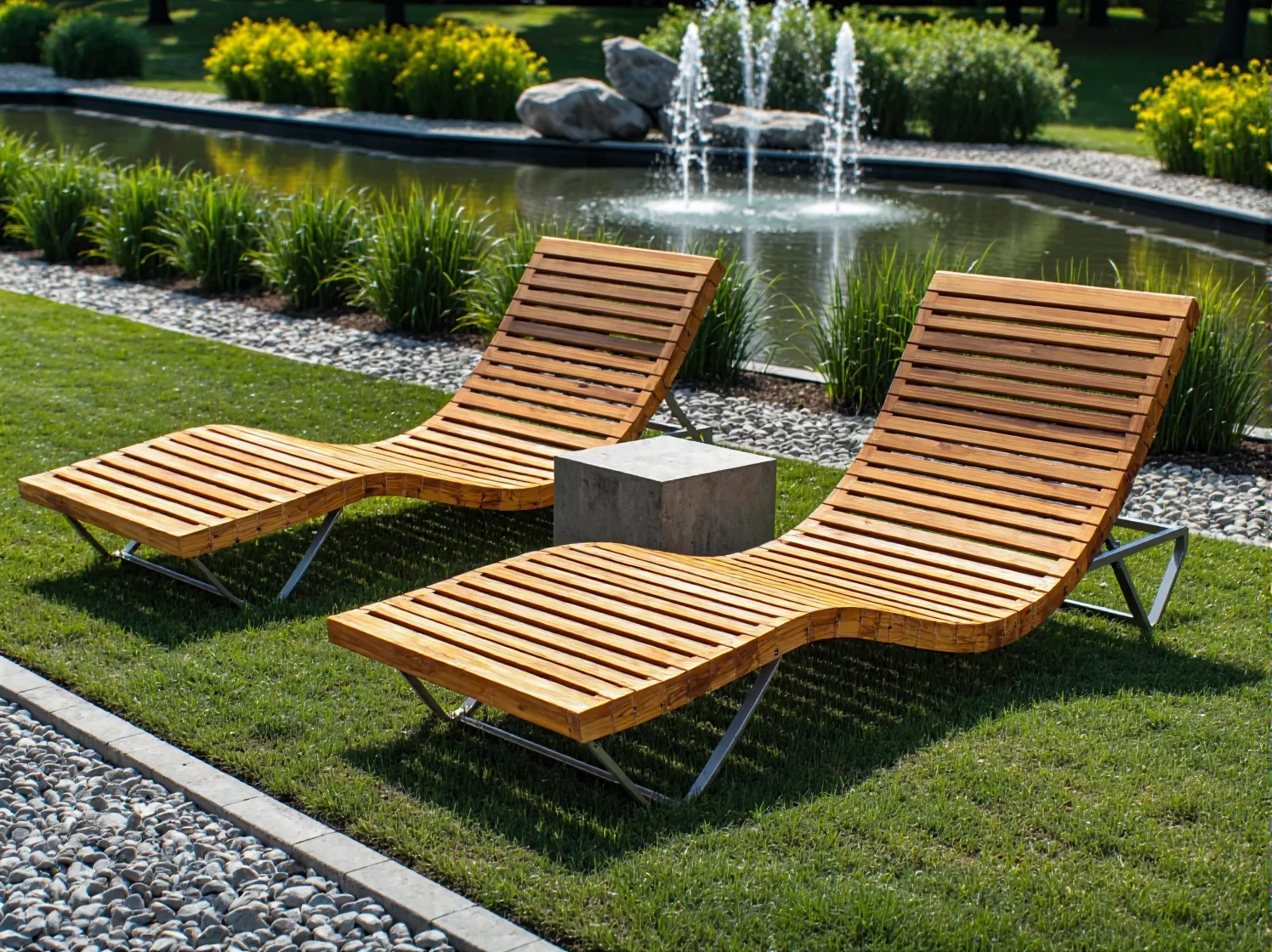 Nowoczesne meble outdoorowe sprzyjające relaksowi w parku. Wygodne leżaki miejskie.