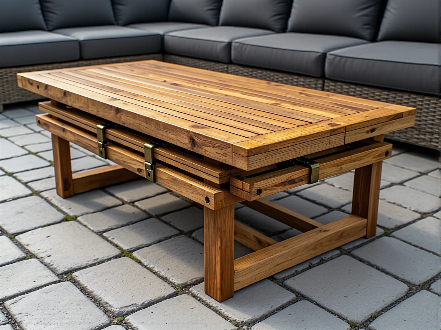 Nowoczesny metalowy stół na taras z łatwym mechanizmem składania i rozkładania