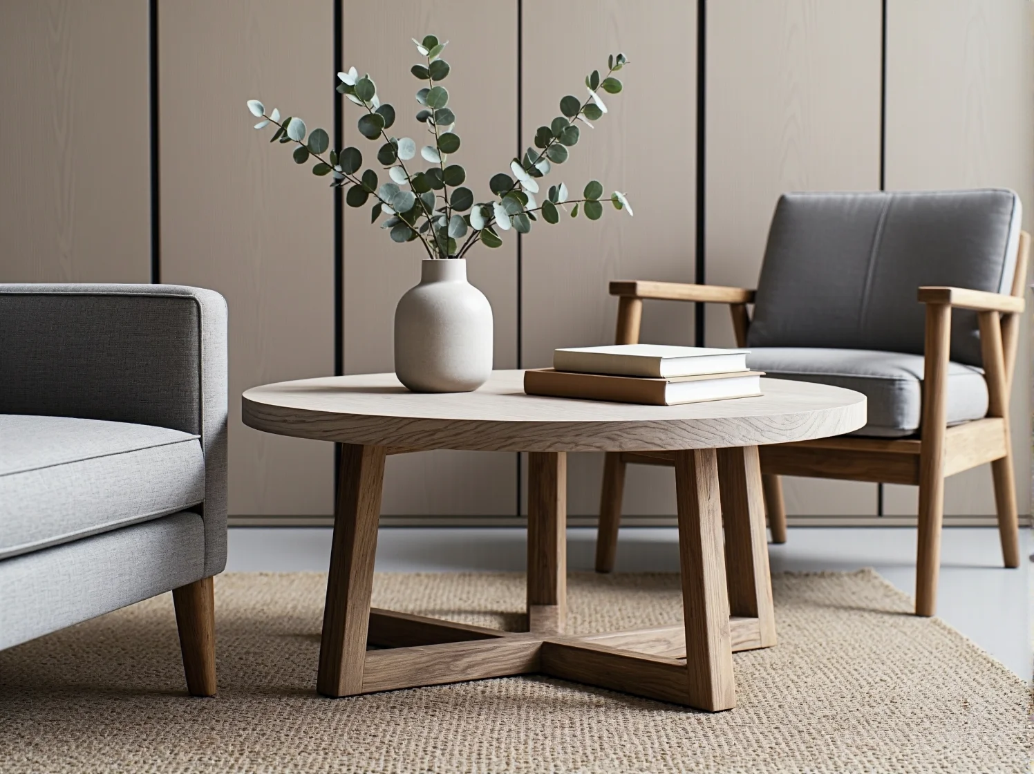 Odnowiona drewniana szafka w nowoczesnym, jasnym wnętrzu w stylu skandynawskim