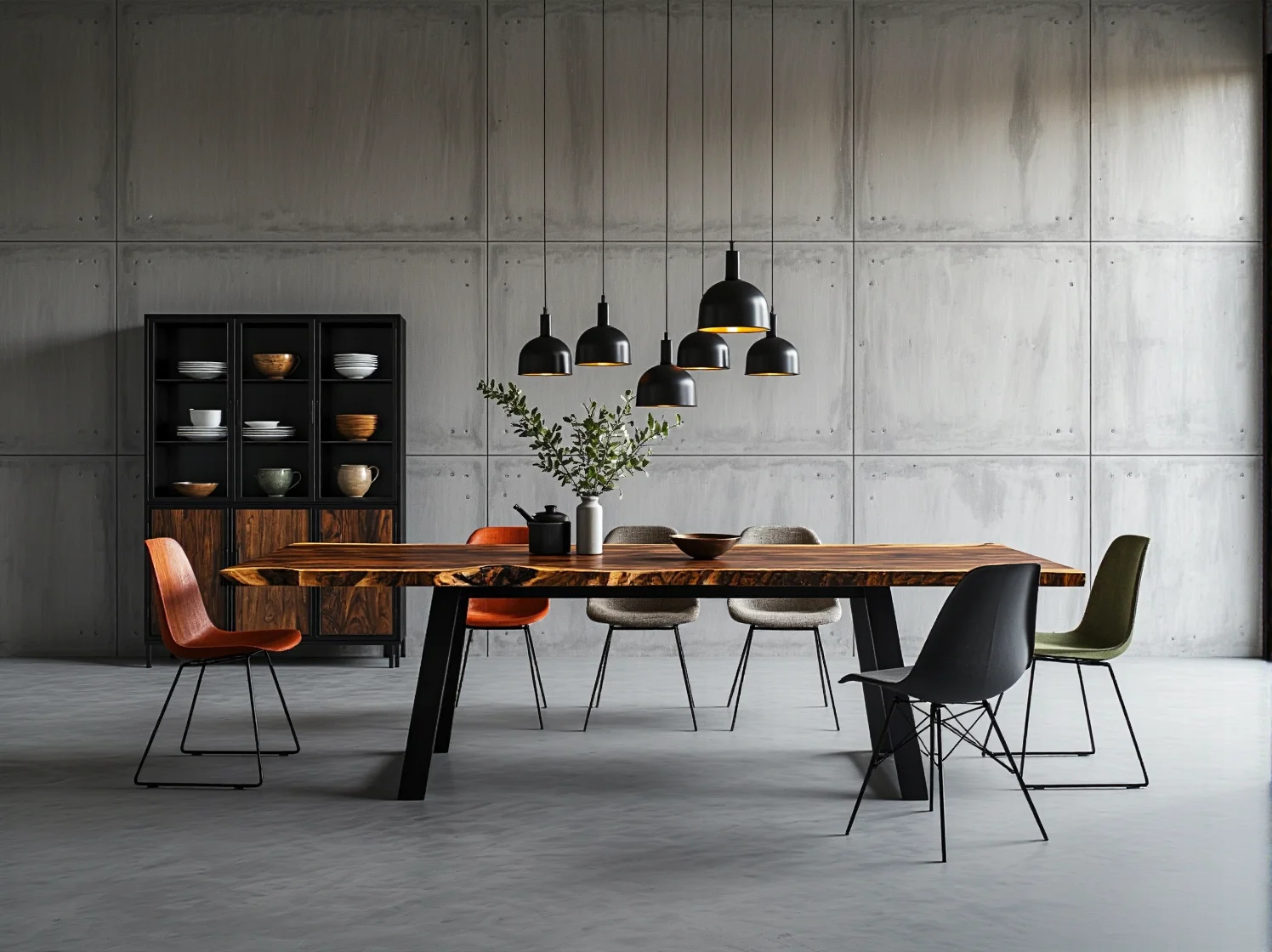 Oświetlenie industrialne z żarówkami Edisona na tle betonu