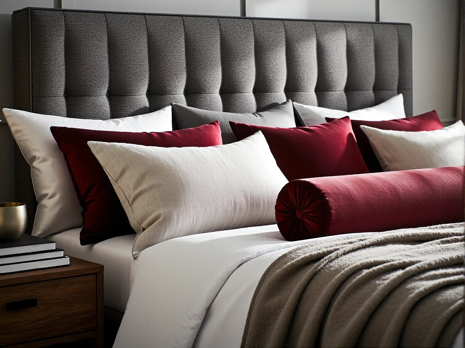 Modne pikowane wezgłowie łóżka kontynentalnego w stylu glamour