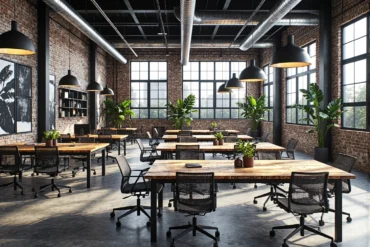 Duże biurko konferencyjne z drewna naturalnego na metalowej ramie