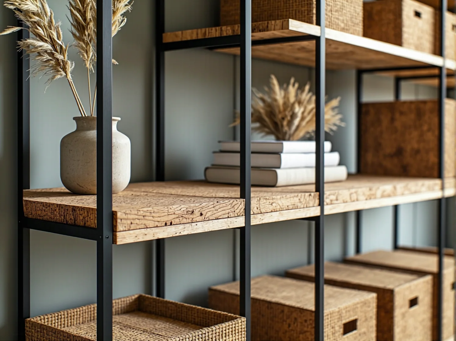 Drewniany regał z certyfikatem FSC wykonany z trwałych materiałów.