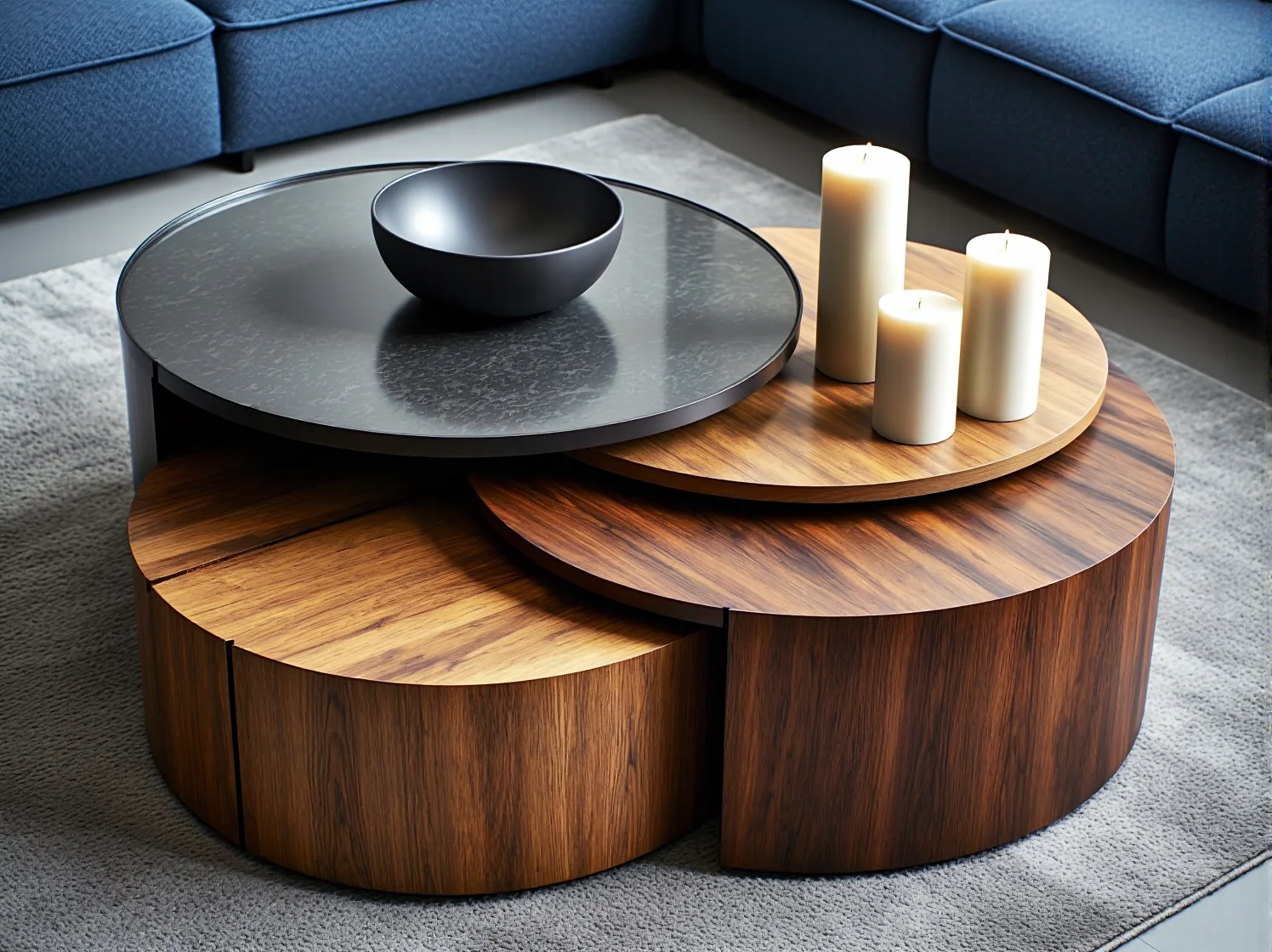 Stół kawowy z regulowaną wysokością i schowkami - funkcjonalność i styl.