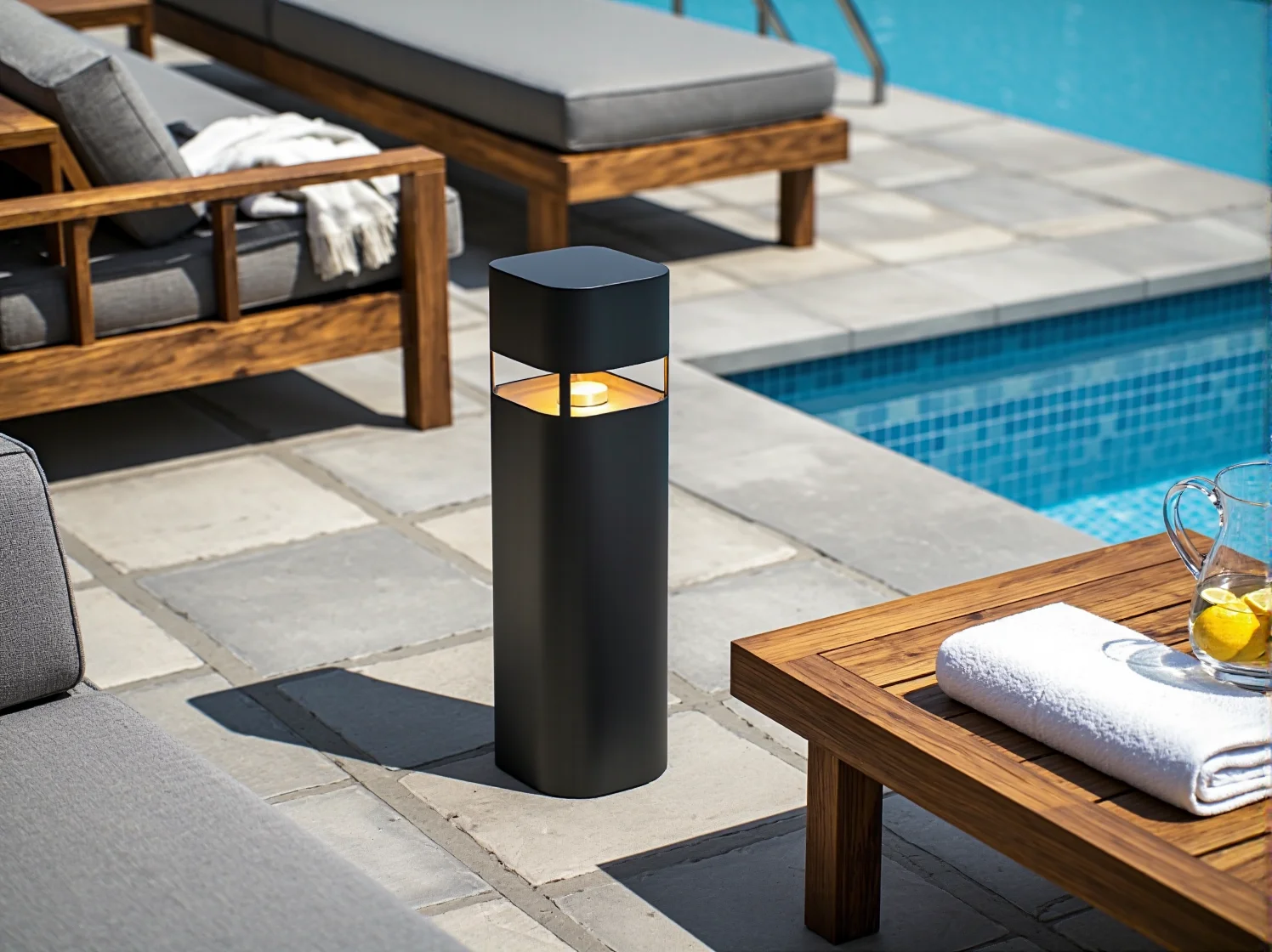 Wodoodporne oświetlenie LED z wysokim stopniem IP wokół basenu.