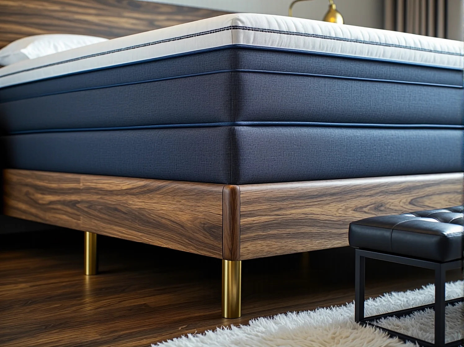 Wysokie łóżko kontynentalne z welurowym obiciem